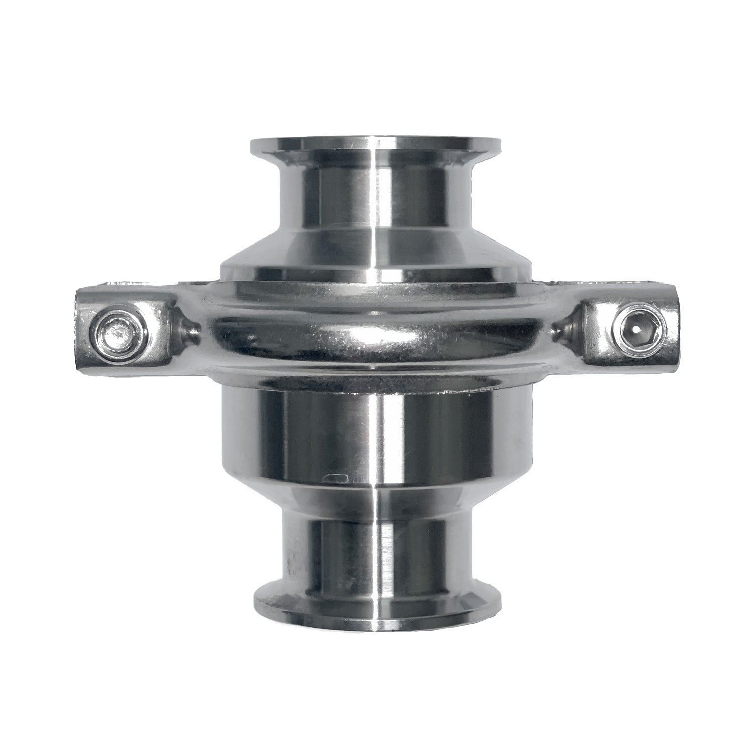 High-quality 1.5" Tri-Clamp check valve image for reliable fluid control. This check valve is designed to meet the demands of various industries, including brewing, food processing, and pharmaceuticals. The 1.5" Tri-Clamp connection ensures a secure and leak-free installation.